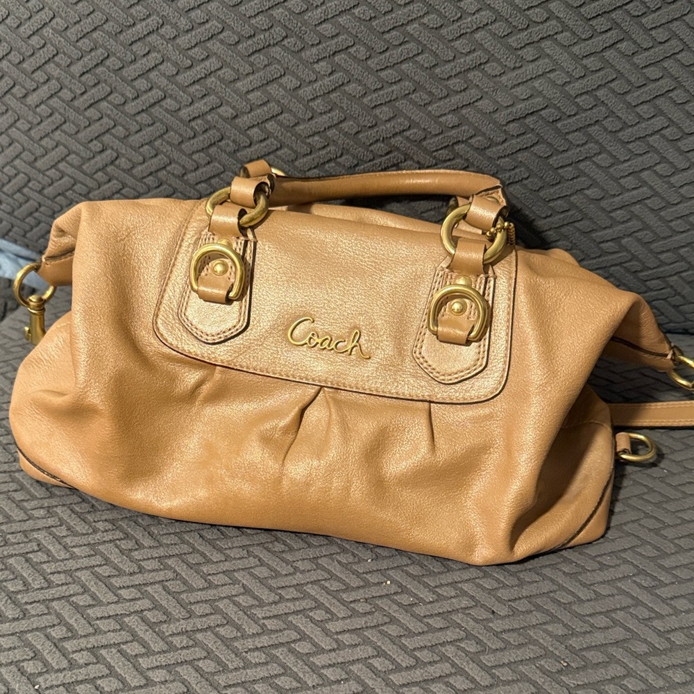 Coach ‘Ashley’ Tan Pearl Leather Satchel
